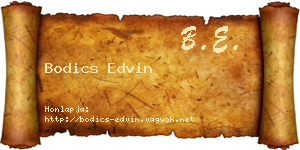 Bodics Edvin névjegykártya